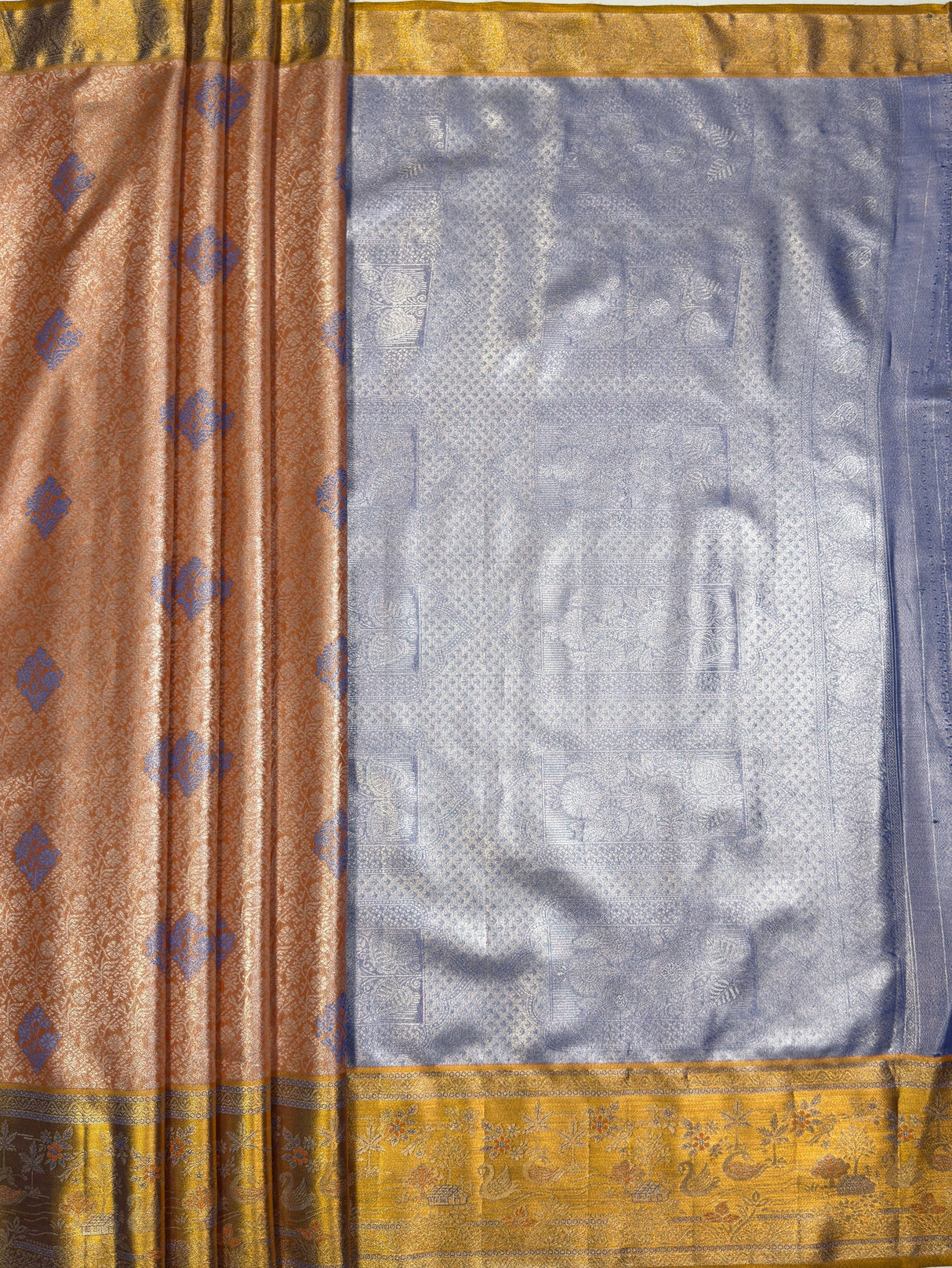 MIMOSA Orange Saree Saree — pallu and zari work detail