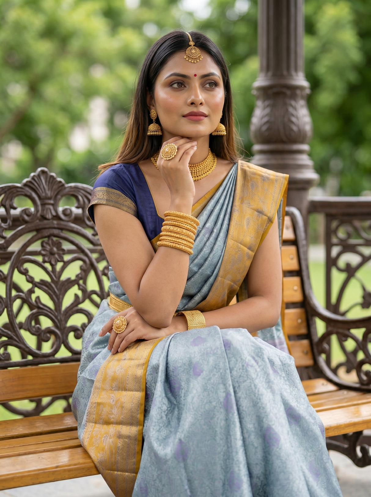 MIMOSA Sapphire Saree Saree — pose 10 styling detail