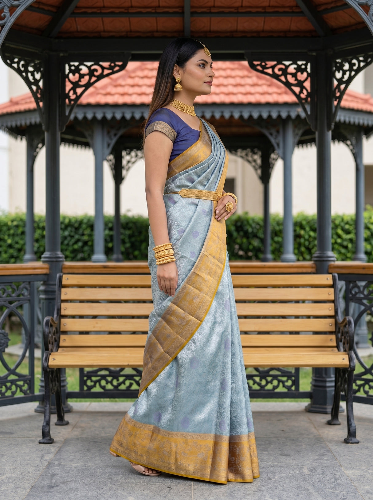 MIMOSA Sapphire Saree Saree — pose 3 styling detail