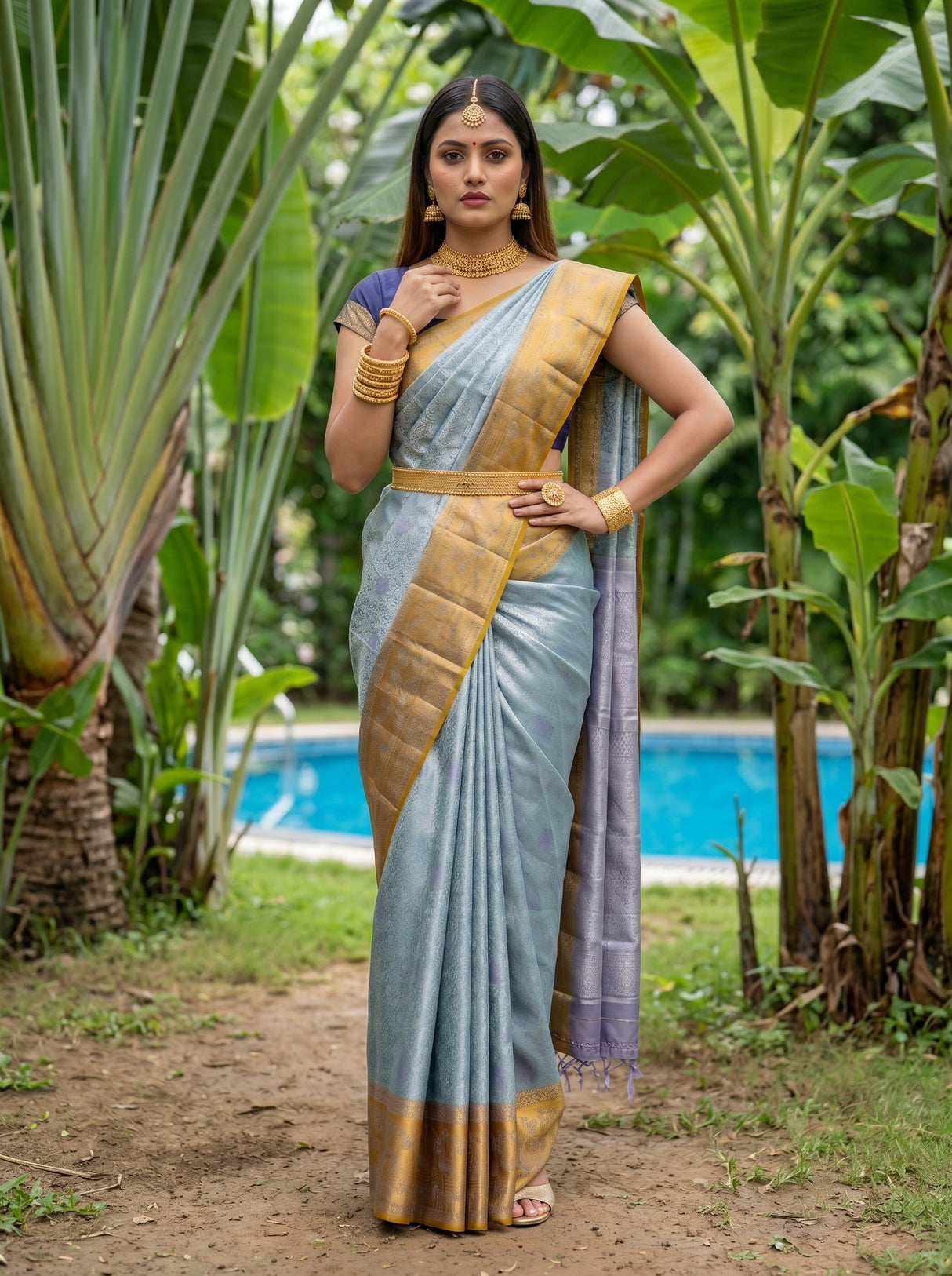 MIMOSA Sapphire Saree Saree — pose 4 styling detail