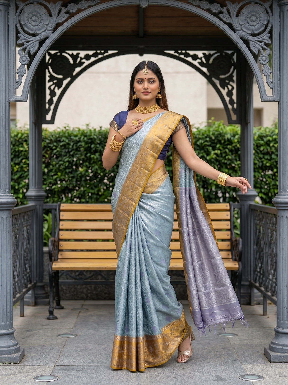 MIMOSA Sapphire Saree Saree — pose 9 styling detail