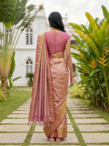 MIMOSA Peach Kanjivaram Art Silk Saree — pose 2 styling detail