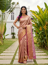 MIMOSA Peach Kanjivaram Art Silk Saree — pose 4 styling detail