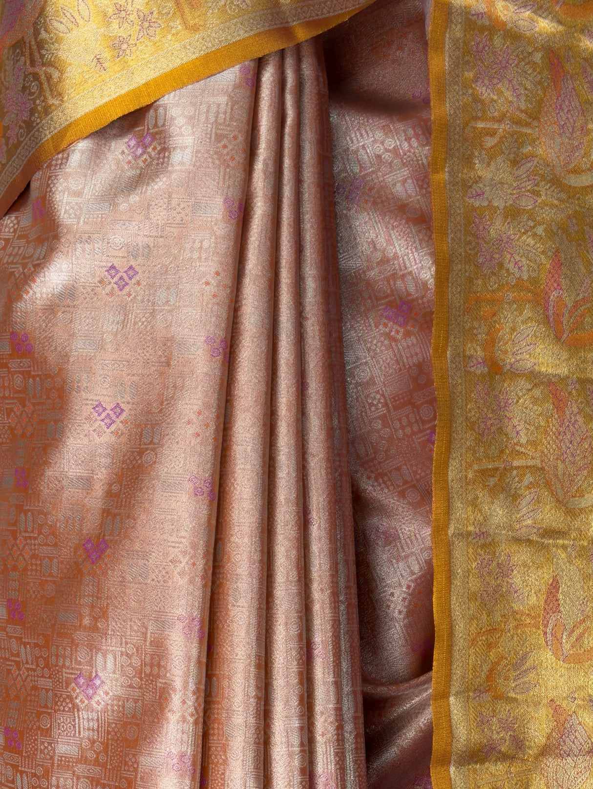 MIMOSA Peach Kanjivaram Art Silk Saree — fleets shot full lifestyle