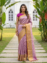 MIMOSA Pink Kanjivaram Art Silk Saree — AI model pose 1