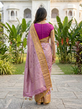 MIMOSA Pink Kanjivaram Art Silk Saree — pose 2 styling detail
