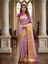 MIMOSA Pink Kanjivaram Art Silk Saree — pose 3 styling detail