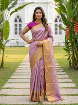 MIMOSA Pink Kanjivaram Art Silk Saree — pose 4 styling detail