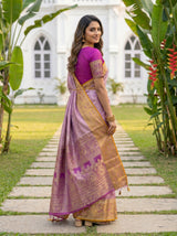 MIMOSA Pink Kanjivaram Art Silk Saree — pose 7 styling detail