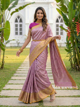 MIMOSA Pink Kanjivaram Art Silk Saree — pose 9 styling detail