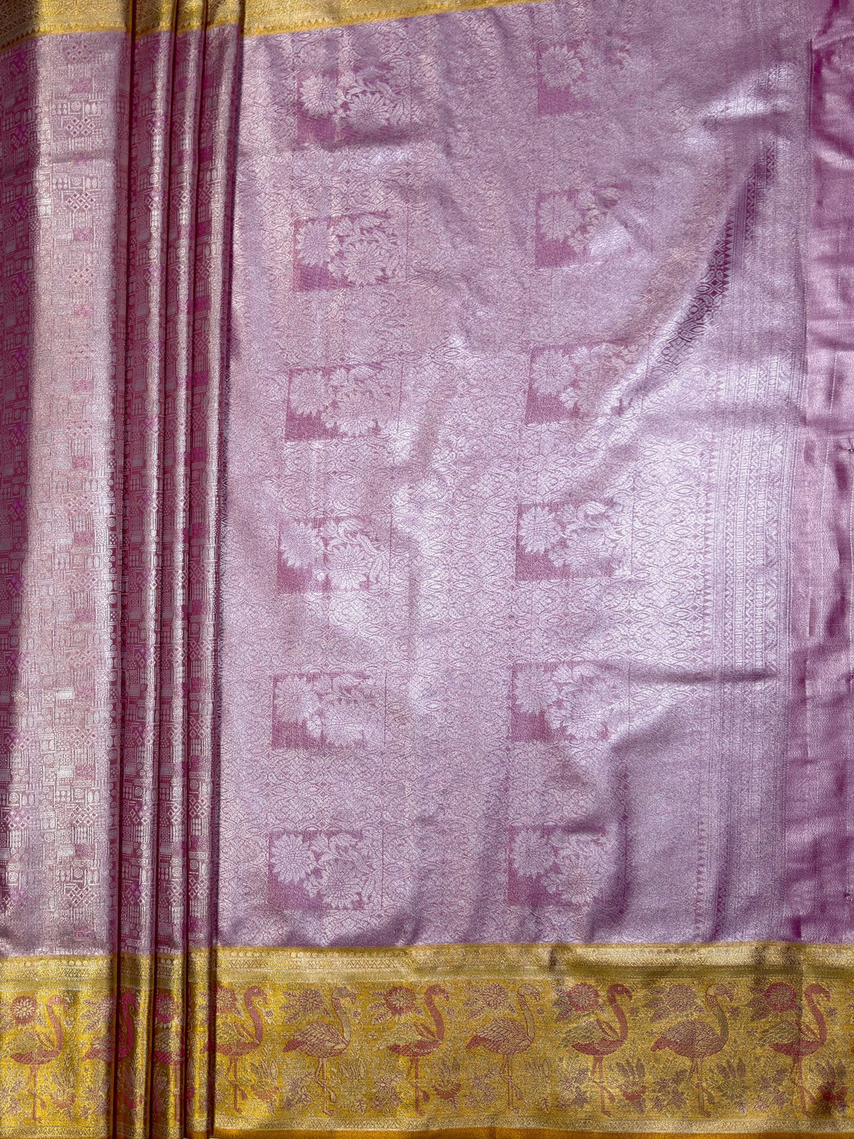 MIMOSA Pink Kanjivaram Art Silk Saree — pallu and zari work detail