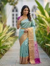 MIMOSA Rama Kanjivaram Art Silk Saree — pose 10 styling detail