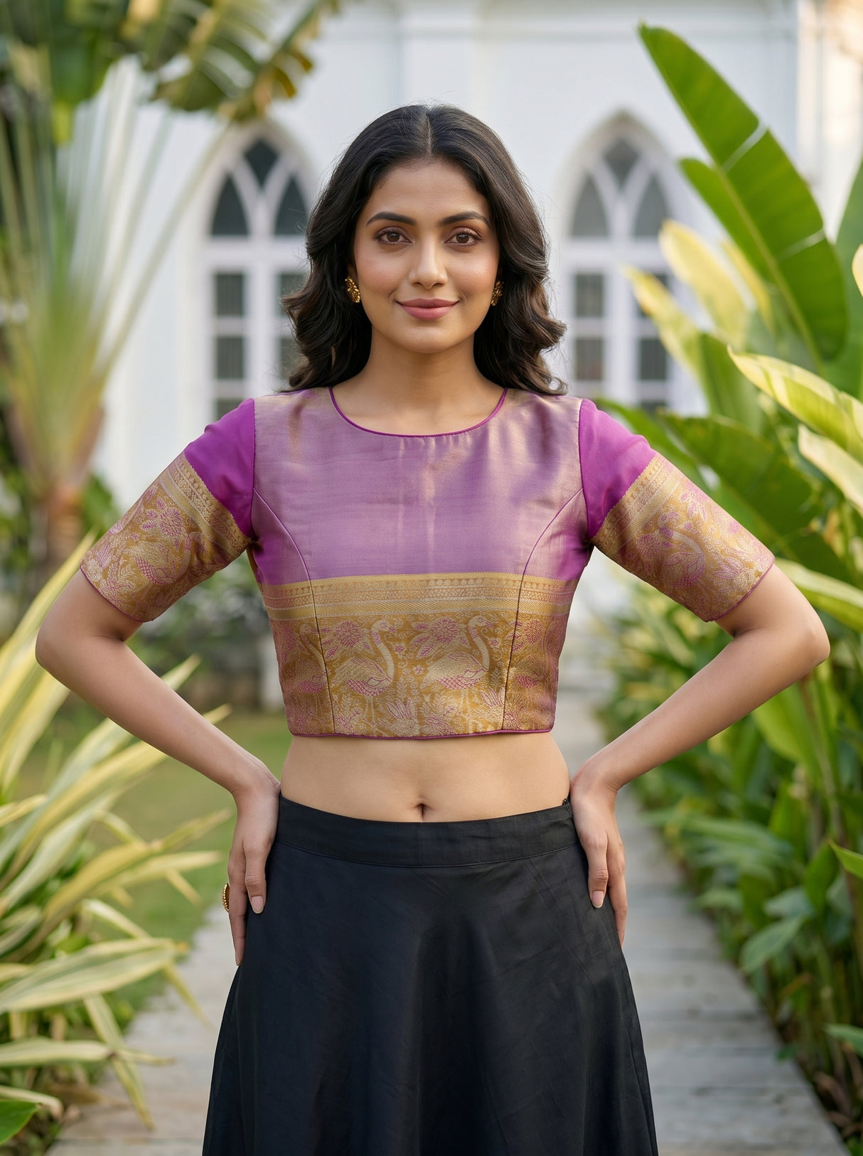 MIMOSA Rama Kanjivaram Art Silk Saree — blouse close-up