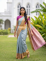 MIMOSA Sapphire Kanjivaram Art Silk Saree — pose 5 styling detail