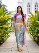 MIMOSA Sapphire Kanjivaram Art Silk Saree — pose 6 styling detail