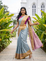 MIMOSA Sapphire Kanjivaram Art Silk Saree — pose 9 styling detail