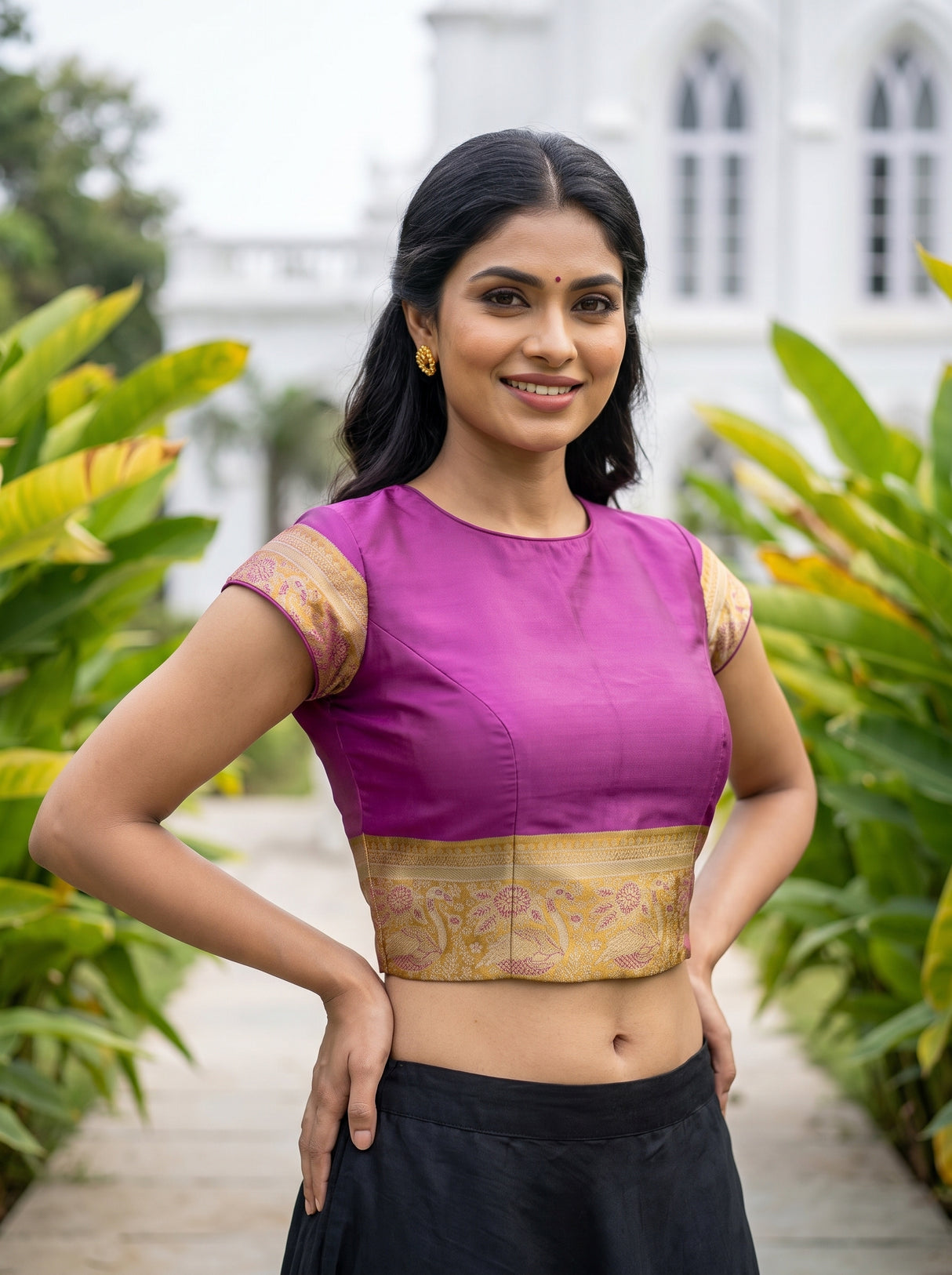 MIMOSA Sapphire Kanjivaram Art Silk Saree — blouse close-up