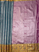 MIMOSA Sapphire Kanjivaram Art Silk Saree — pallu and zari work detail