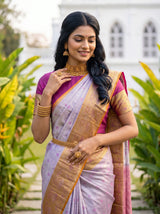 MIMOSA Violet Kanjivaram Art Silk Saree — pose 10 styling detail