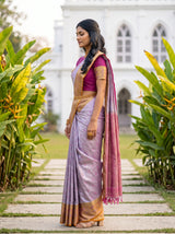 MIMOSA Violet Kanjivaram Art Silk Saree — pose 3 styling detail