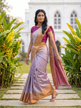 MIMOSA Violet Kanjivaram Art Silk Saree — pose 6 styling detail