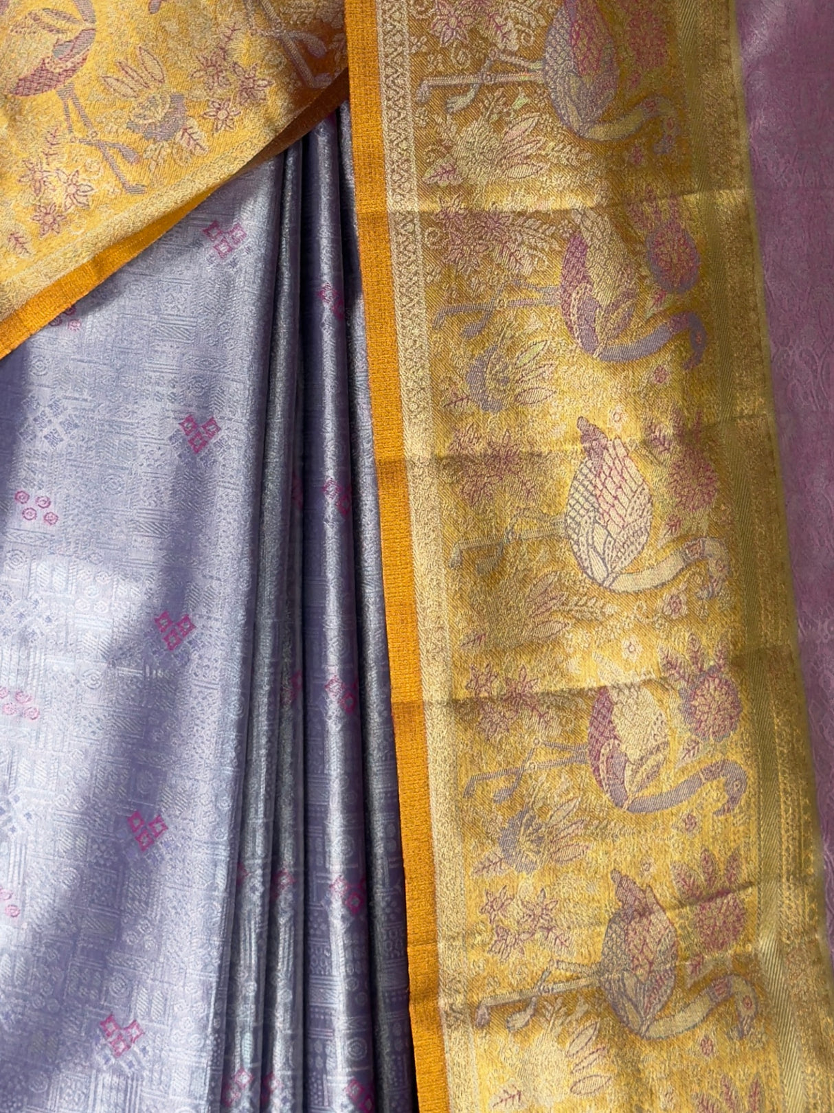 MIMOSA Violet Kanjivaram Art Silk Saree — fleets shot full lifestyle