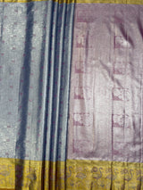 MIMOSA Violet Kanjivaram Art Silk Saree — pallu and zari work detail