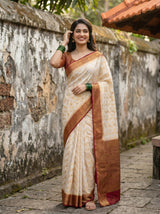 MIMOSA White Kanjivaram Art Silk Saree — pose 10 styling detail