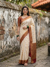MIMOSA White Kanjivaram Art Silk Saree — pose 5 styling detail