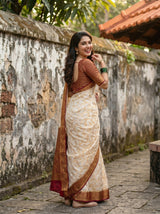 MIMOSA White Kanjivaram Art Silk Saree — pose 7 styling detail