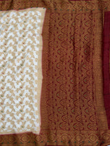 MIMOSA White Kanjivaram Art Silk Saree — pallu and zari work detail