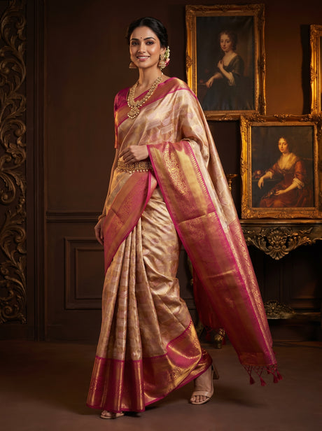 MIMOSA Gajari Kanjivaram Art Silk Saree — Mannequin Draped View