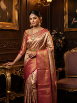 MIMOSA Gajari Kanjivaram Art Silk Saree — Full View on Model