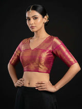 MIMOSA Gajari Kanjivaram Art Silk Saree — blouse close-up