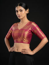 MIMOSA Gajari Kanjivaram Art Silk Saree — blouse close-up
