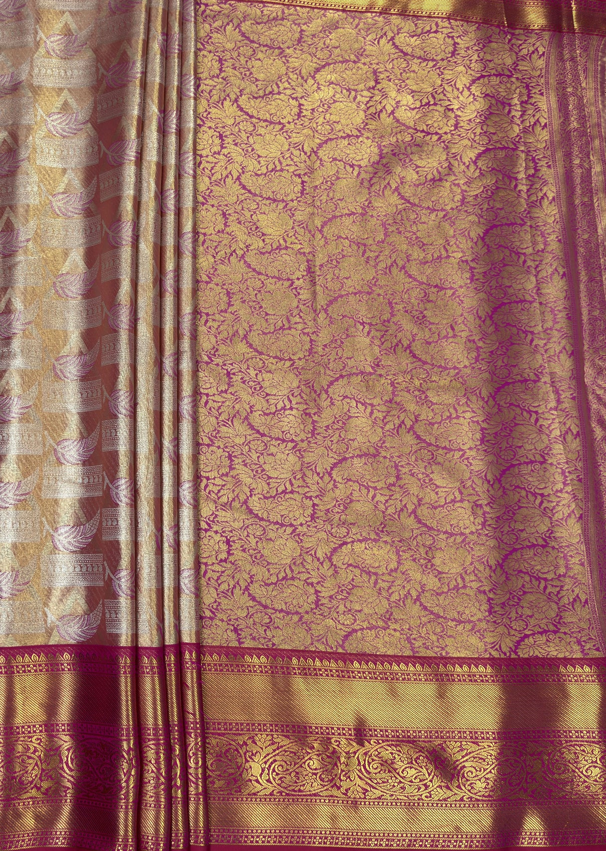 MIMOSA Gajari Kanjivaram Art Silk Saree — pallu and zari work detail