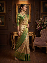 MIMOSA Maroon Kanjivaram Art Silk Saree — Full View on Model