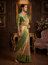 MIMOSA Maroon Kanjivaram Art Silk Saree — Full View on Model