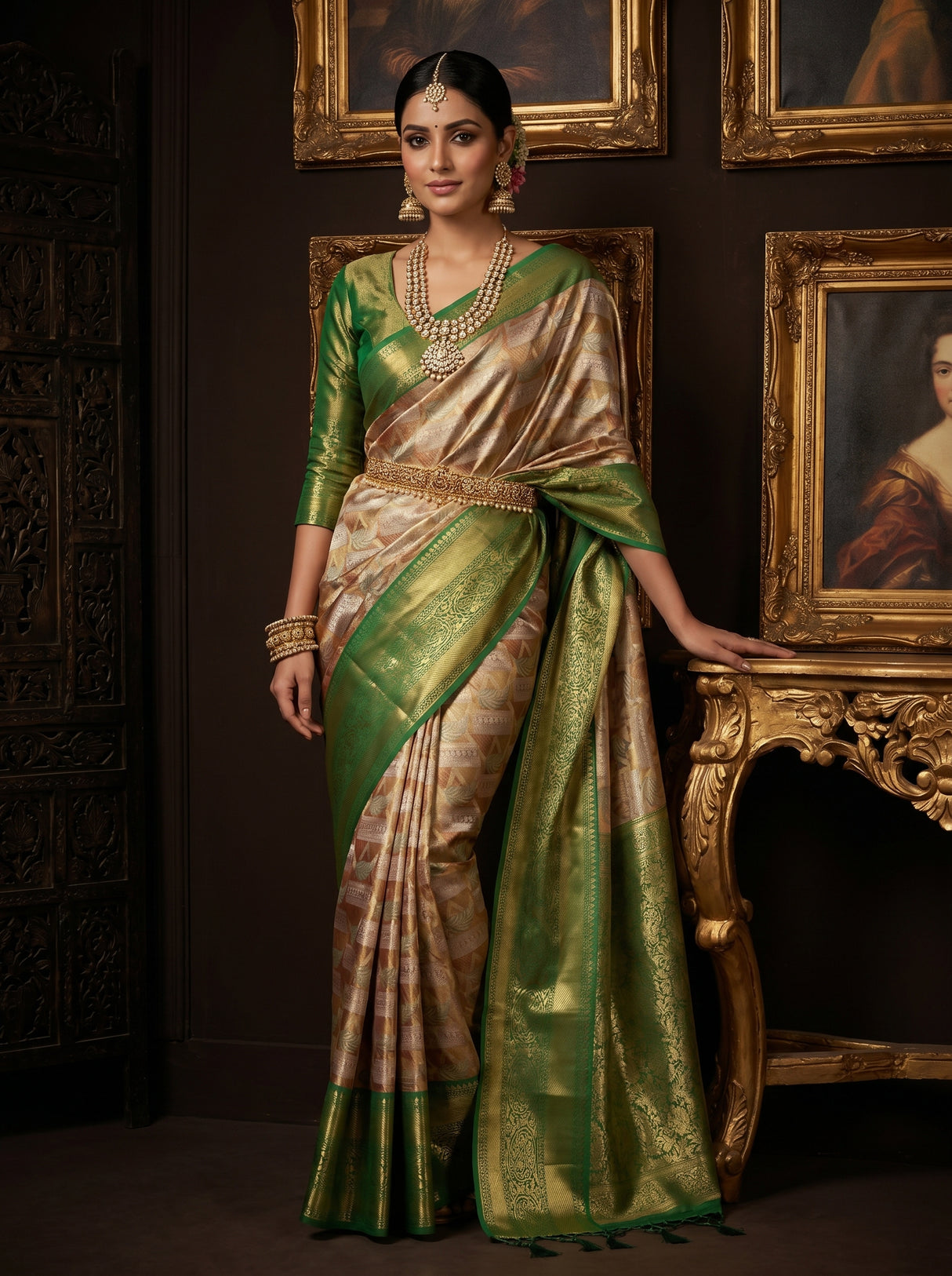 MIMOSA Maroon Kanjivaram Art Silk Saree — pose 4 styling detail