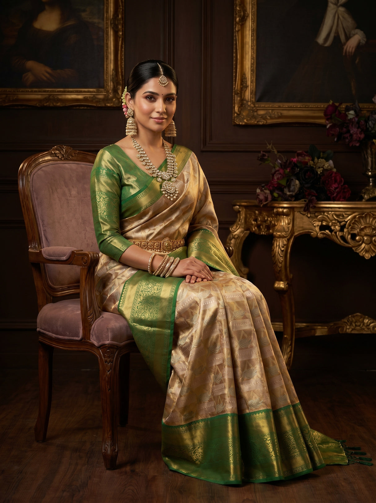 MIMOSA Maroon Kanjivaram Art Silk Saree — pose 8 styling detail