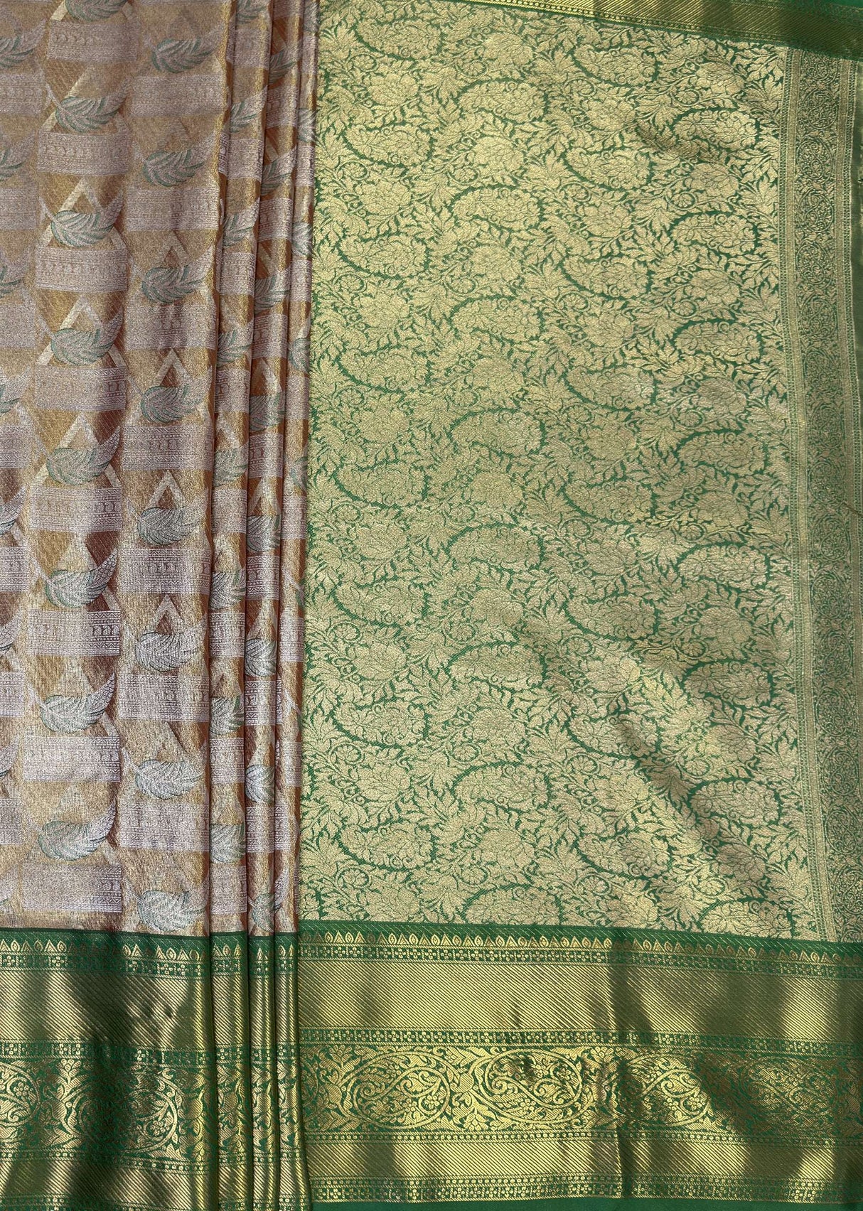 MIMOSA Maroon Kanjivaram Art Silk Saree — pallu and zari work detail