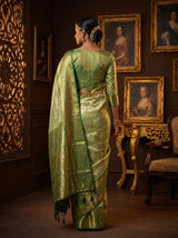 MIMOSA Olive Kanjivaram Art Silk Saree — Blouse Fabric Detail