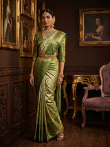MIMOSA Olive Kanjivaram Art Silk Saree — pose 5 styling detail