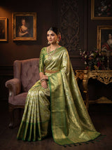 MIMOSA Olive Kanjivaram Art Silk Saree — pose 8 styling detail