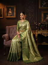MIMOSA Olive Kanjivaram Art Silk Saree — pose 8 styling detail
