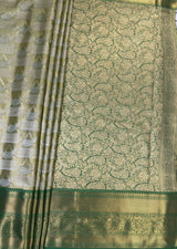 MIMOSA Olive Kanjivaram Art Silk Saree — pallu and zari work detail