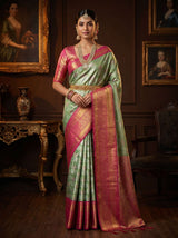 MIMOSA Rama Kanjivaram Art Silk Saree — Mannequin Draped View