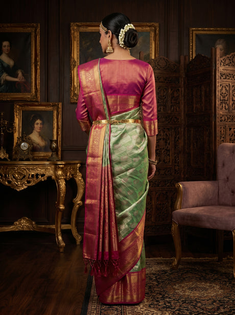 MIMOSA Rama Kanjivaram Art Silk Saree — Blouse Fabric Detail