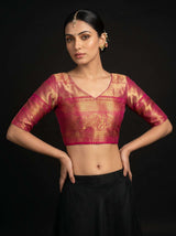 MIMOSA Rama Kanjivaram Art Silk Saree — blouse close-up