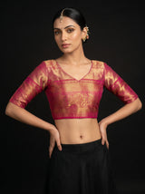 MIMOSA Rama Kanjivaram Art Silk Saree — blouse close-up